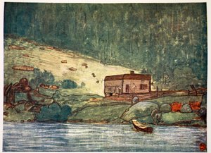 Een kleine boerderij aan de rivier bij Gjoba, 1905